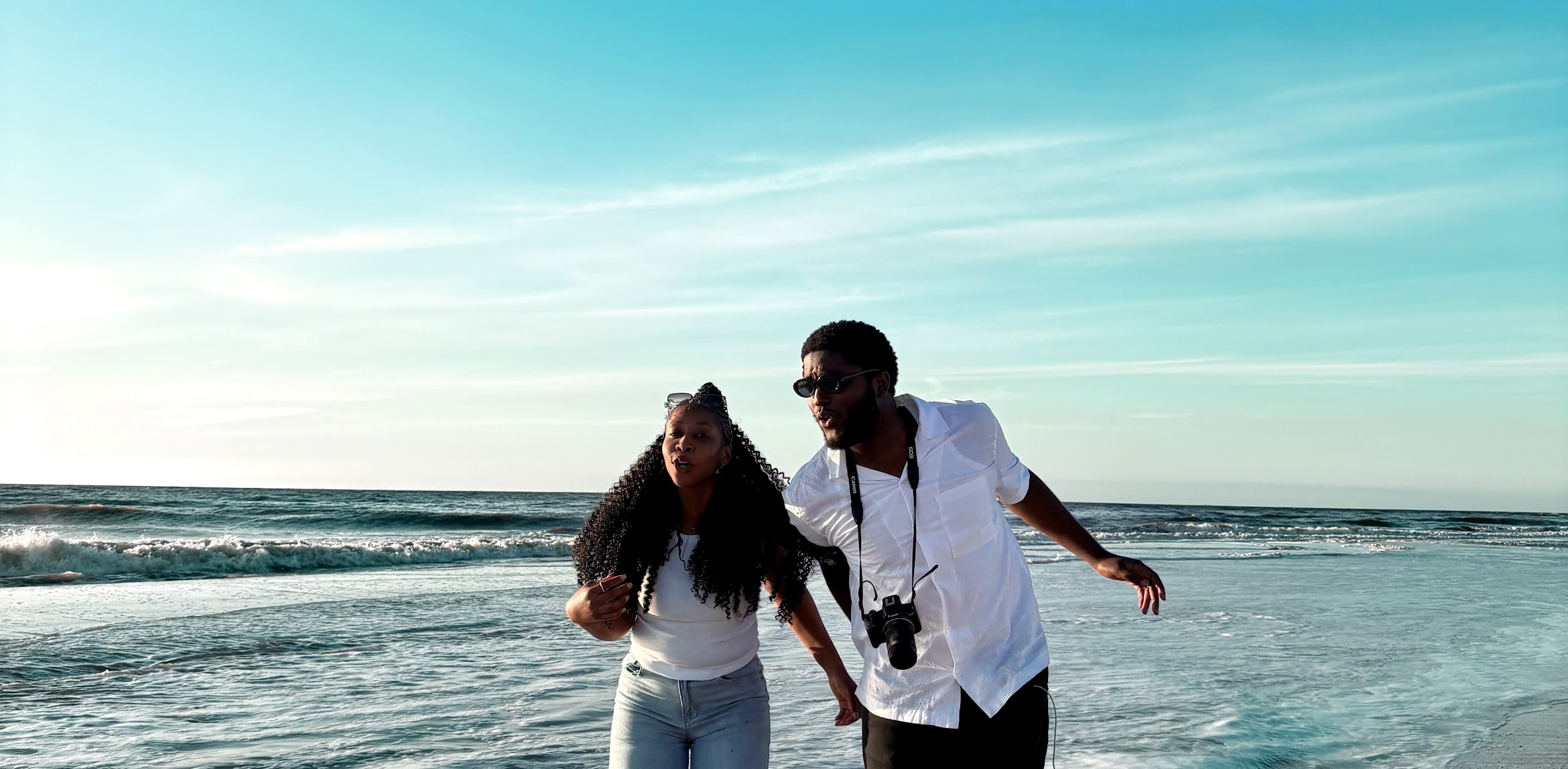 Chisom and Enoch together at the beach